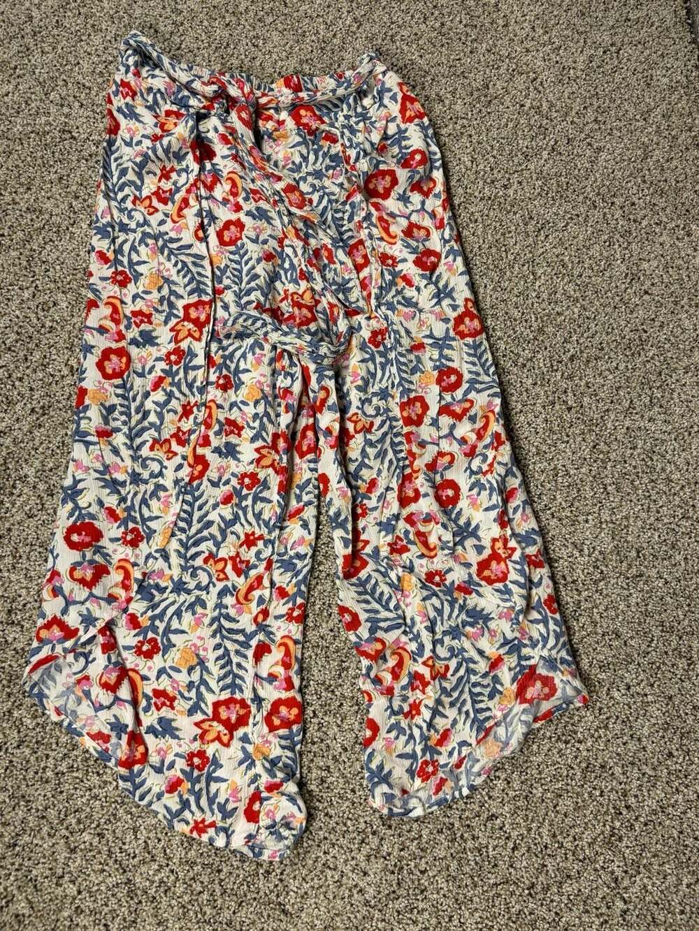 Billabong Women's Floral Print Tie-Waist Wide Leg Pants Size L 183
